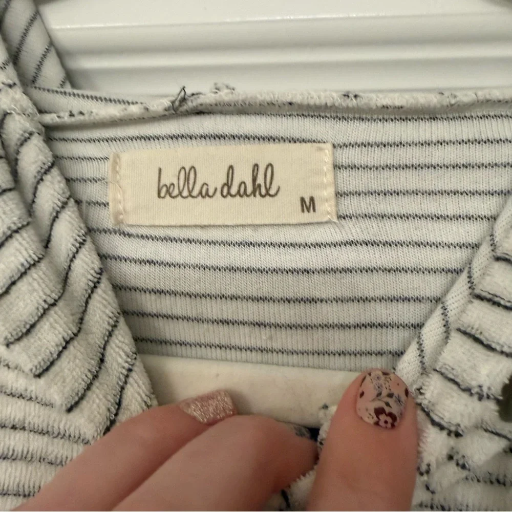 Bella Dahl Striped Gray and White Hoodie Size M - Picture 2 of 12